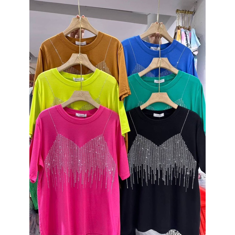 เสื้อยืดรีดเพชรทรงสายเดี่ยว-ตัวใหญ่-สีมาใหม่-ป้าย-its-me-basic