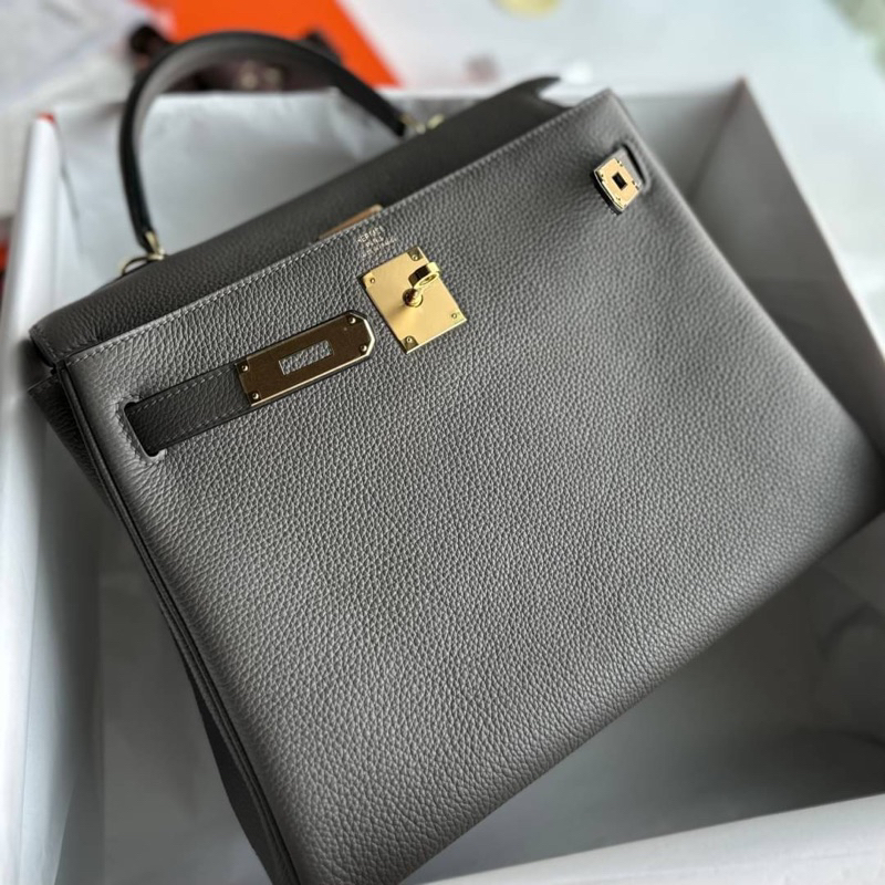 กระเป๋าผู้หญิงแบรนด์เนม-etain-color-togo-leather-silver-hardware-full-handmade-size-28