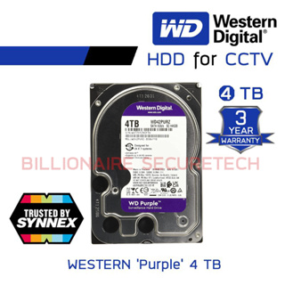 WD Purple 4TB 3.5" Harddisk for CCTV - WD43PURZ รุ่นใหม่ของ WD40PURZ / WD42PURZ ( สีม่วง ) (by SYNNEX)