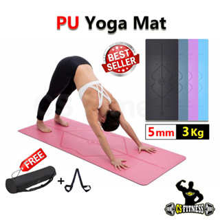 เสื่อโยคะยางพารา 5mm หนัก 3Kg  Free!!กระเป๋า+สายรัด PU Yoga Mat