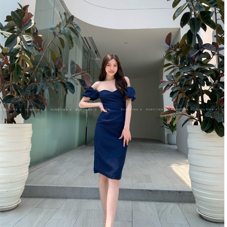 Candy Dress เดรสแขนพองเจ้าหญิง ใส่ได้ 2 สไตล์ พรางพุง ไปงานแต่ง งานชิล สีสวย มุมมองที่ 3