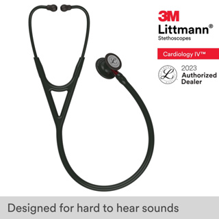 3M Littmann Cardiology IV Stethoscope, 27 inch, #6200 (Black Tube, Black Chestpiece, Red Stem and Black Eartubes)