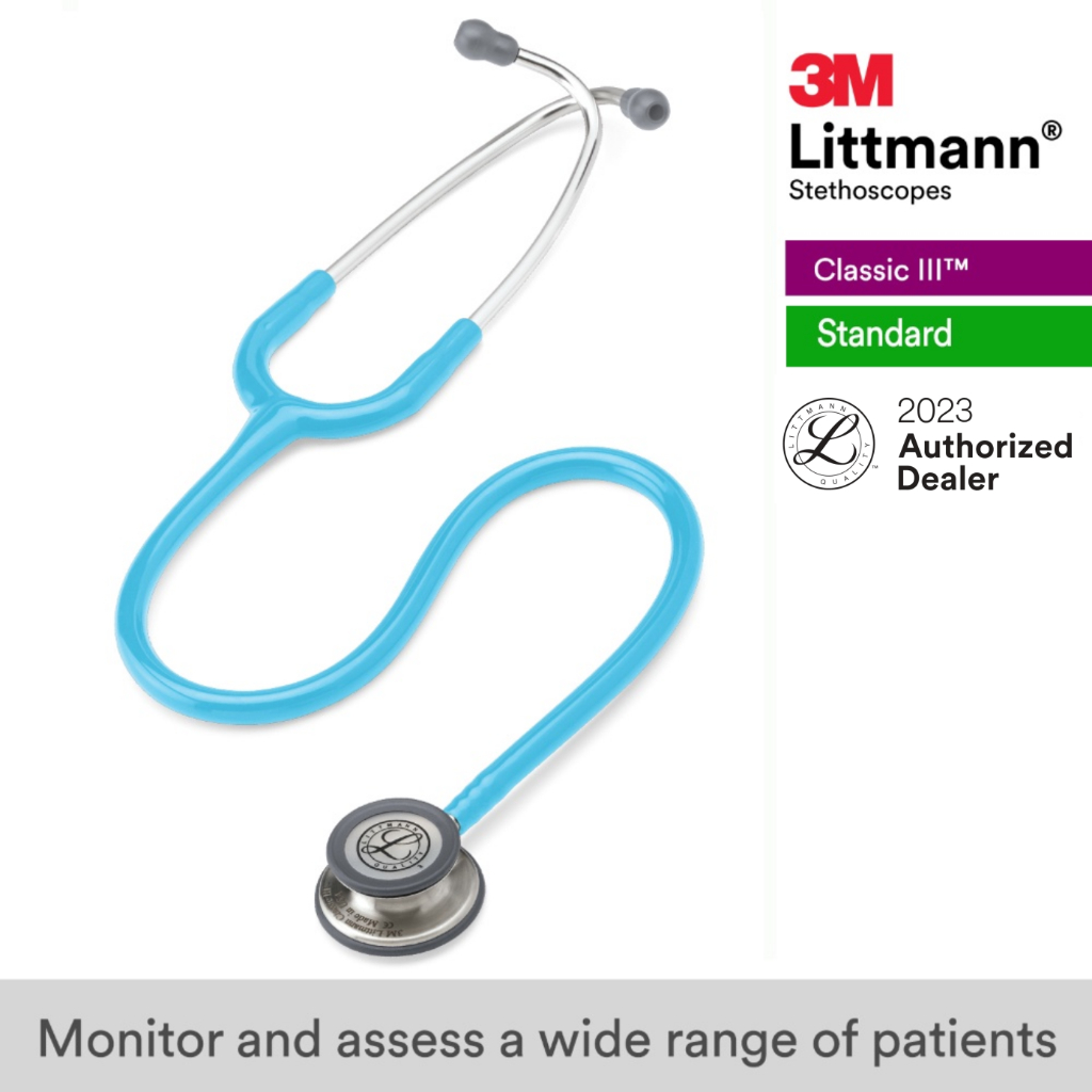 3m-littmann-classic-iii-27-inch-5835-turquoise-tube-standard-finish-chestpiece-stainless-stem-amp-eartubes