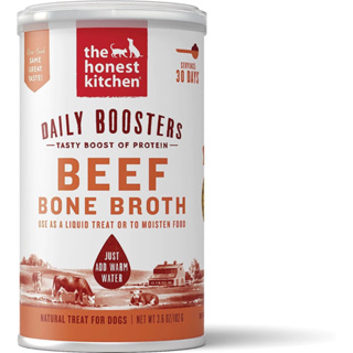 อาหารเสริมรสชาติสำหรับสุนัขและแมว The Honest Kitchen Beef Bone Broth น้ำซุปกระดูกวัวผงสำเร็จรูป ขนาด 102 g