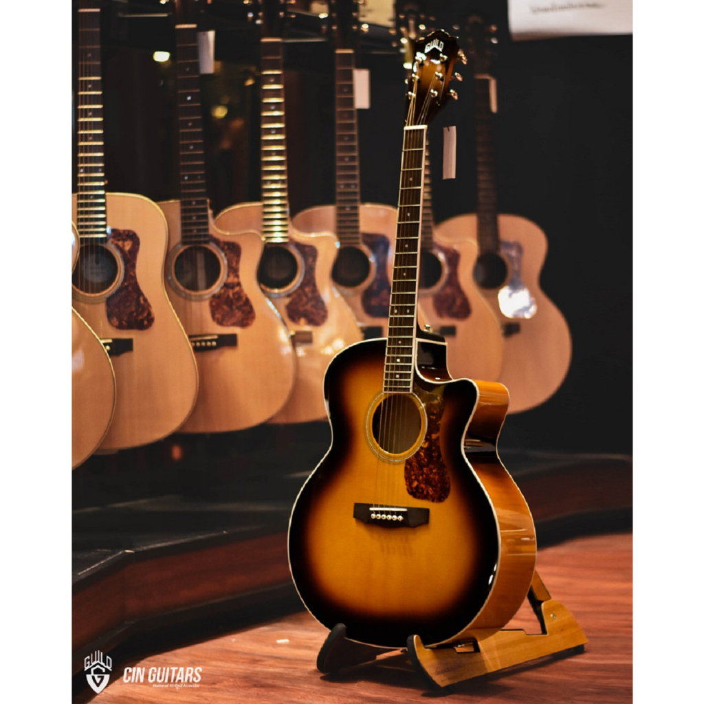 กีต้าร์โปร่ง-guild-f-250ce-deluxe-atb-solid-sitka-spruce-flamed-maple-กีตาร์-acoustic-guitar-กีตาร์โปร่ง