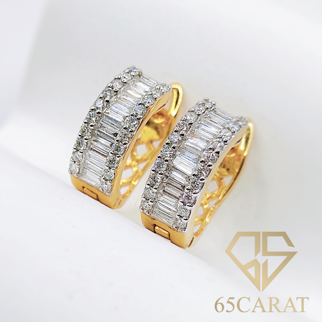 65carat-ต่างหูเพชรบาเก็ต-เพชรเบลเยี่ยมคัท1กะรัต-ต่างหูเพชรแท้น้ำ100