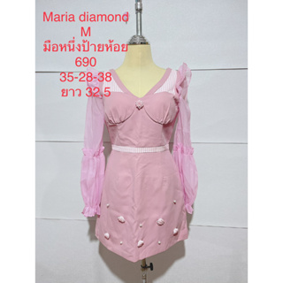 เดรสสั้น สีชมพู MARIA DIAMOND SIZE M มือหนึ่งป้ายห้อย