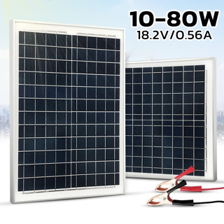 แผงโซล่าเซลล์ Solar 10W 20W 30W 40W 50W 60W 70W 18V เลือกได้ตามชุด สำหรับชาร์จแบตเตอรี่ พลังงานแสงอาทิตย์ alizmart