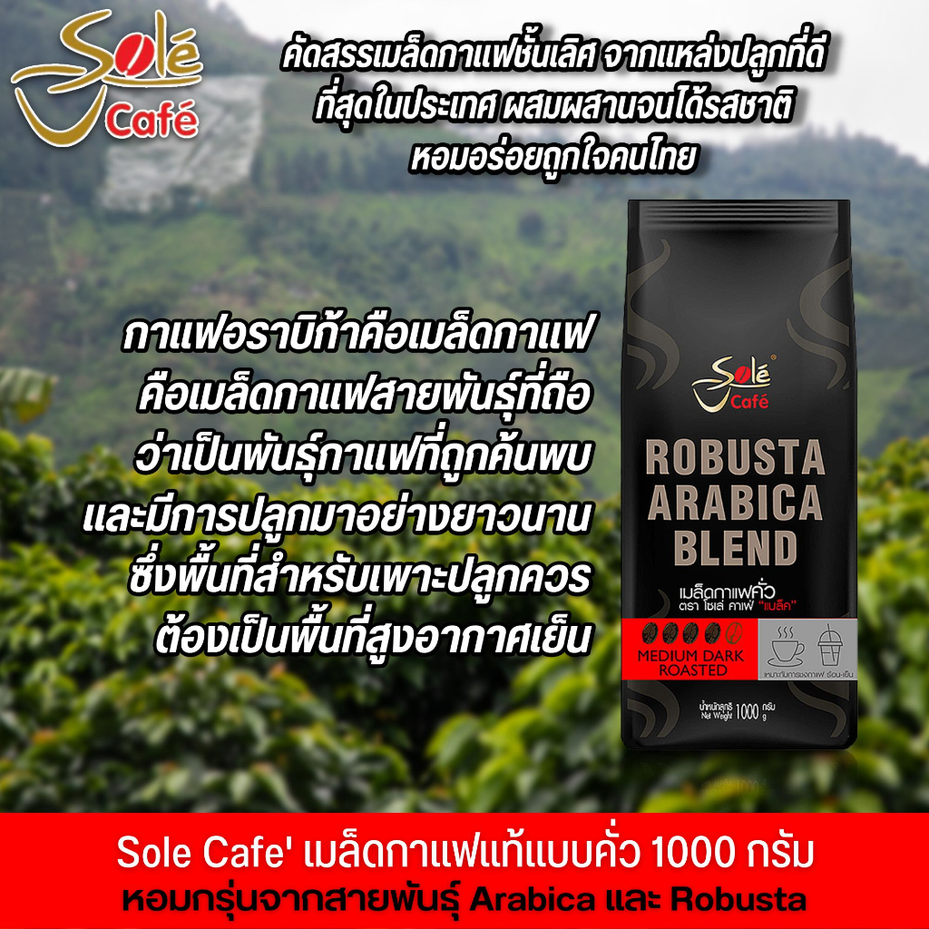 เมล็ดกาแฟคั่ว-sole-cafe-black-ขนาด-1000-กรัม-แบบเม็ด-อราบิก้าผสมโรบัสต้า-คัดสรรเมล็ดกาแฟที่ดีที่สุด