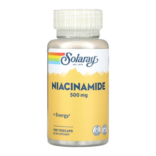 Solaray, Niacinamide, 500 mg, 100 VegCaps  ไนอะซิน วิตามินบี3 B3 ช่วยฟื้นฟูผิว ผิวขาว ดูแลไขมันในเลือด