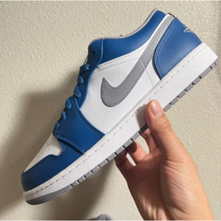 Nike Air Jordan 1 Low "True Blue" White-blue ของแท้ 100%