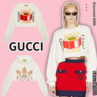 GUCCI/Cotton sweatshirt with logo print/ของแท้ 100%