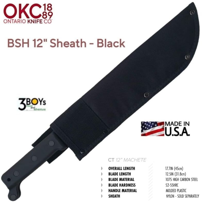 มีด-ontario-รุ่น-machete-ct1-12-มีดเดินป่าคู่ตัวของทหารอเมริกา-ใบมีด-เหล็ก1095-หนา-3-มม-พร้อมปลอกผ้าไนล่อน-ผลิต-usa