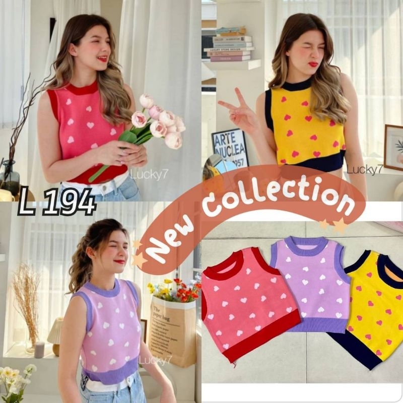 194-l-เสื้อกล้ามครอป-ลายหัวใจ-น่ารักมากก