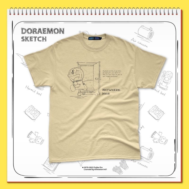 เสื้อยืดผ้าcotton-นุ่ม-สกรีนลาย-sketch-โดเรม่อน-งานลิจสิทธิ์แท้100