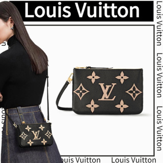 หลุยส์วิตตอง Louis Vuitton POCHETTE ซิปคู่/กระเป๋าสุภาพสตรี/รูปแบบล่าสุด/การจัดซื้อยุโรป