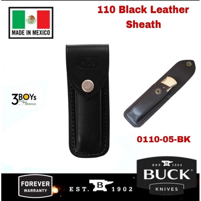 ซองใส่มีด-buck-รุ่น110-folding-hunter-black-leather-sheath-ปลอกหนังสีดำ-ทนทาน-สำหรับรุ่น-110-ผลิต-maxico