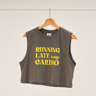 Charcoal - Running Late is my Cardio | Beast Babes Croptop