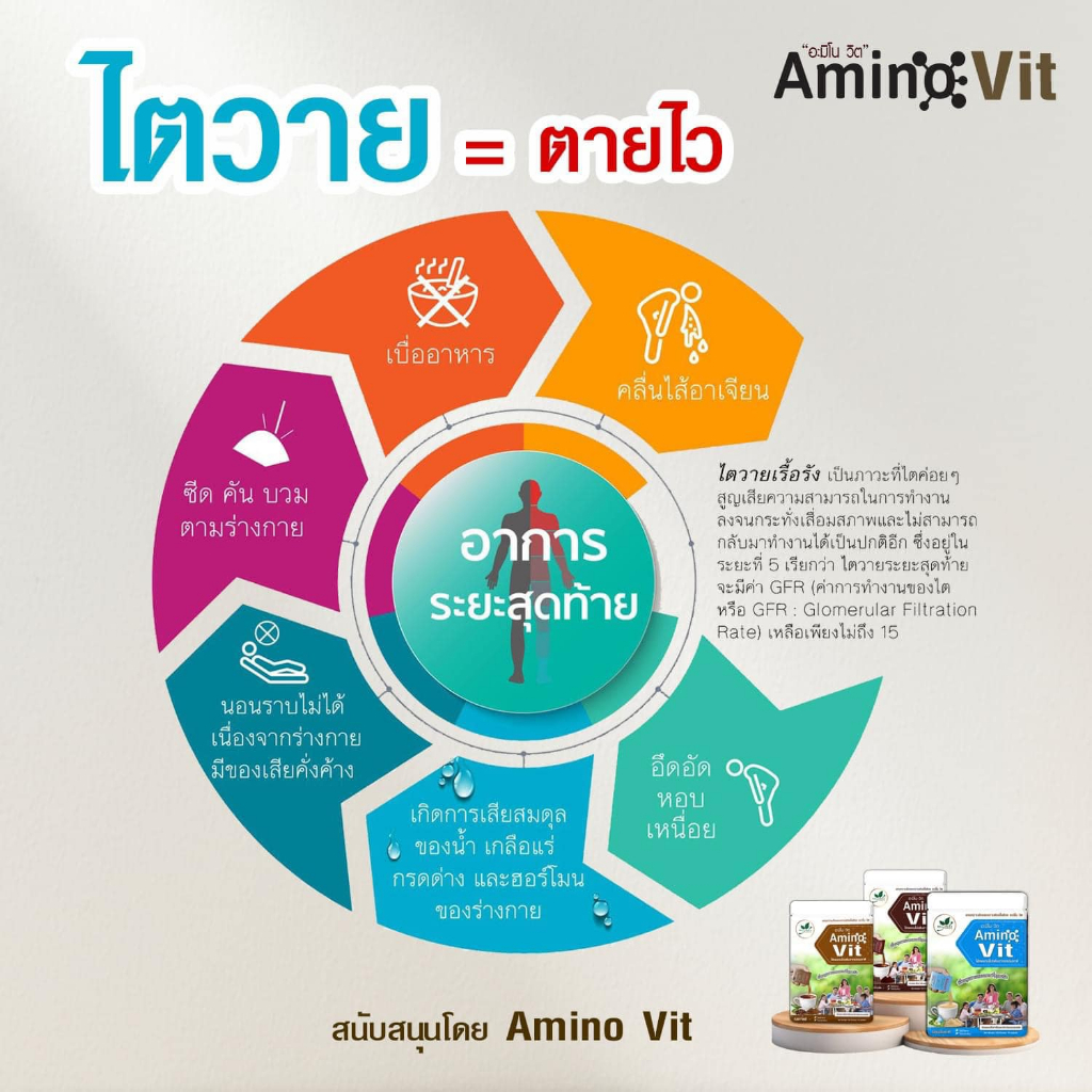 ภาพสินค้าอะมิโน-วิต (Amino-vit) อาหารเสริมที่ให้โปรตีนเพื่อฟื้นฟูไต รสธรรมชาติ จากร้าน yarindapharma บน Shopee ภาพที่ 5