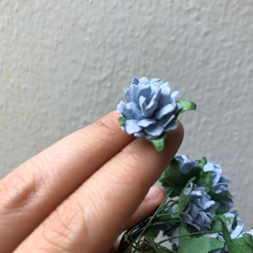 ดอกไม้กระดาษสาดอกไม้ขนาดเล็กสีฟ้า-40-ชิ้น-ดอกไม้ประดิษฐ์สำหรับงานฝีมือและตกแต่ง-พร้อมส่ง-f47