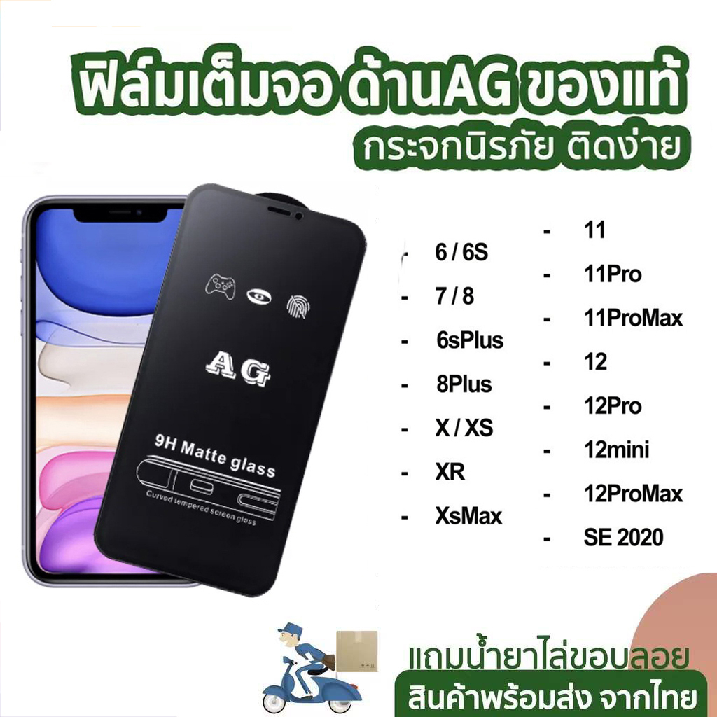 ภาพหน้าปกสินค้าฟิล์มกระจก ด้าน AG สำหรับ IPhone 13 15 Pro max SE 6 7 8 7plus 8plus x xr xsmax 11 Pro Max 12mini 14 pro max 12 pro max