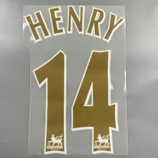 เบอร์ชื่อ ติดเสื้อฟุตบอล ย้อนยุค พรีเมียร์ลีค 14 HENRY สีทอง 2005-06  แบบกัมมะหยี่ ติดเสื้อ อาเซนอล Arsenal