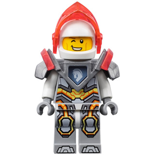 Lego part Minifigure Nexo Knight : nex076 Lance - Trans-Neon Orange Visor, Flat Silver Armor