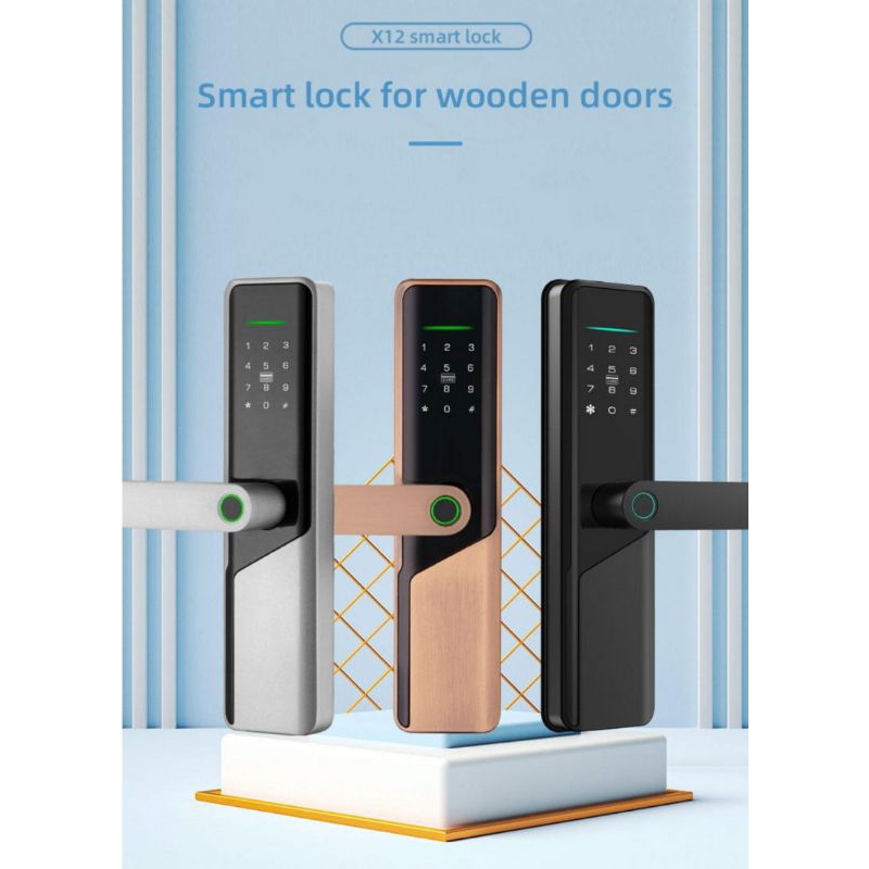 ประตูดิจิตอล-digital-door-lock-กลอนประตูดิจิตอล-app-tuya-สมาร์ทล็อค-smart-lock-รุ่น-x12