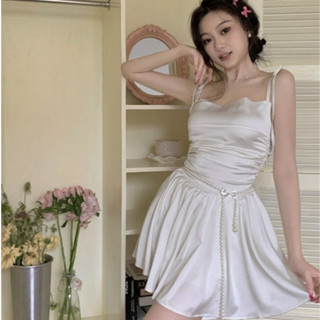 ✨🍑🍃Satin Dress ชุดเดรสคอถ่วงสายเดี่ยว สวยหรูดูแพงสุดๆ