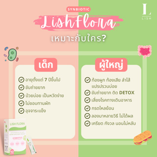 ภาพขนาดย่อของภาพหน้าปกสินค้าLISH FLORA 1 กล่อง ผลิตภัณฑ์ Synbiotics (Prebiotic&Probiotic)ปรับสมดุลลำไส้ จากร้าน lishofficialstore บน Shopee ภาพที่ 3