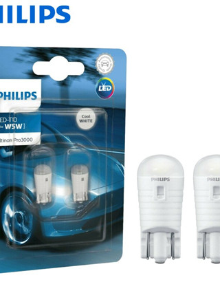 หลอดไฟ T10 LED Philips Ultinon Pro3000 6000K Cool White สีขาวนวล ของแท้ ประกัน 1 ปี ซื้อคู่ลดเพิ่ม