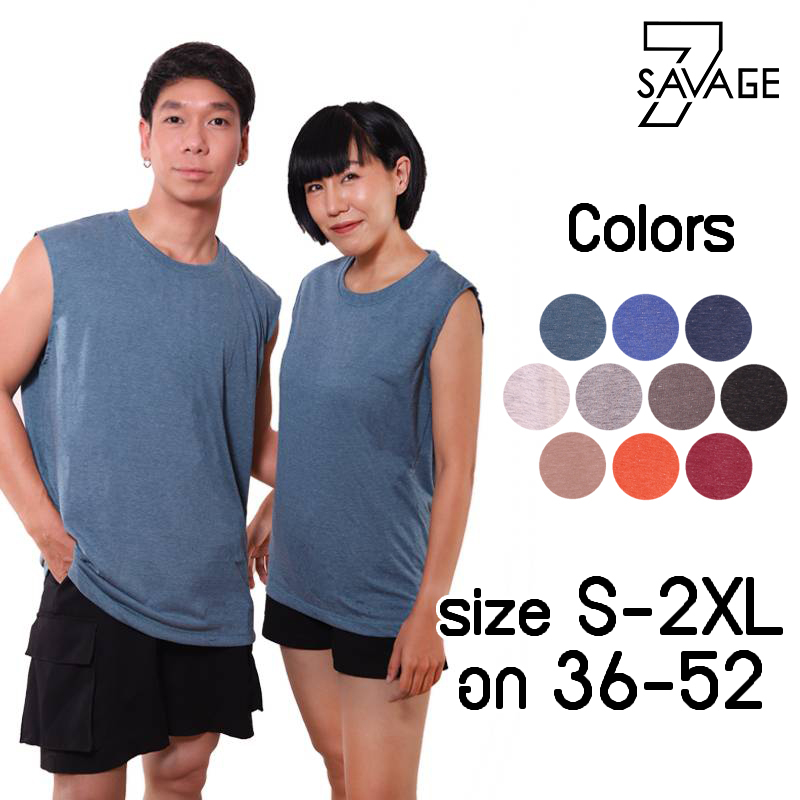 เสื้อแขนกุด-เสื้อยืดแขนกุด-s-m-l-xl-2xl-อก36-52-สีพื้น-ผ้านุ่ม-ยืด-สีไม่ตก-คนอ้วนก็ใส่ได้-ไซส์ใหญ่-oversize