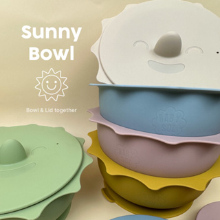 Babysol 🌞 Sunny Bowl | ถ้วยซิลิโคนพร้อมฝาลายพระอาทิตย์ ก้นฐานดูดหนึบ 🥣