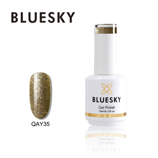 สีเจลBluesky gel polish QAY35  สีทองกลิตเตอร์