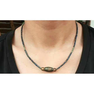 สร้อยคอ หินลาพิสลาซูลี่ และ หินเทอร์ควอยส์ หินแท้ธรรมชาติ Natural Top Quality Lapis Lazuli Turquoise Seed Beads Necklace