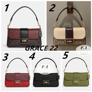 F.A ว่าแท้100% COACH GRACE 22 กระเป๋าสะพายไหล่สตรี โลโก้ Carriage CC033