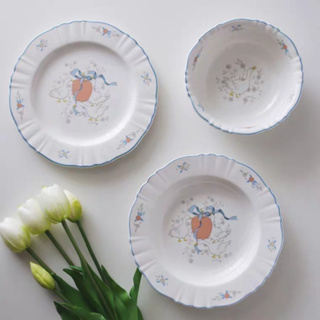 Clear the table D KOREAN SWAN SET จานลายหงส์ ถ้วยซุปลายหงส์ จานซุปลายหงส์ DESSERT PLATE,  SOUP BOWL, SOUP PLATE พร้อมส่ง