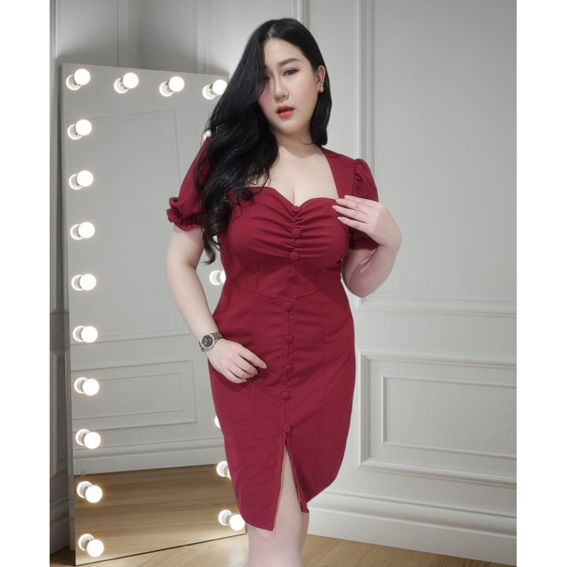 เดรสสาวอวบ-อก-38-42-ผ้าฮานาเร่-ซิปหลัง-dress-plussize