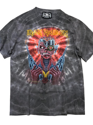 [จัดส่งฟรี!!!]  เสื้อวงดนตรี Iron Maiden Somewhere Back In Time มัดย้อม ปี 1987 ป้ายผีเสื้อ Symmetria หายาก Size M