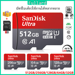 สินค้า Sandisk Ultra Micro SDCard 512GB 256GB 128GB 64GB 32GB Class10 A1 เมมโมรี่การ์ด โทรศัพท์ มือถือ แท๊บเล็ต micro sdcard