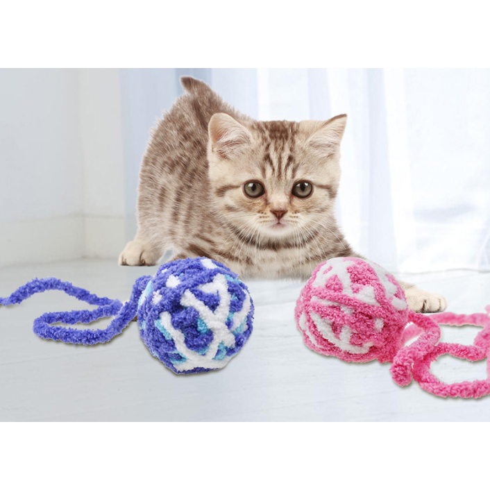 ลูกบอลไหมพรมมีเสียง-ลูกบอลไหมพรมแมว-ของเล่นแมว-ของเล่นสำหรับสัตว์เลี้ยง-สุ่มสี-พร้อมส่ง