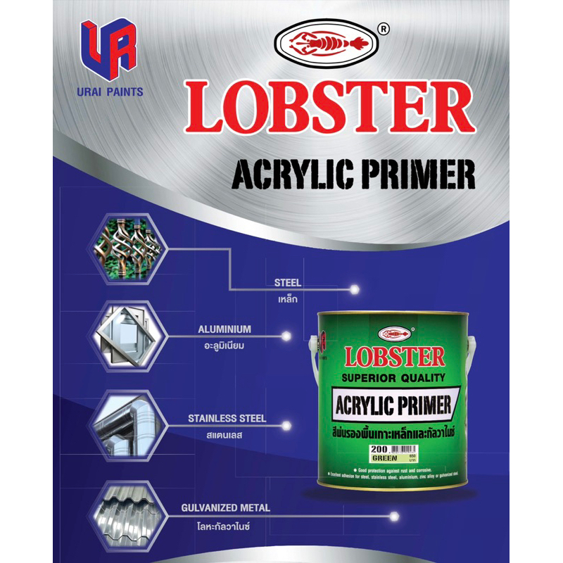 lobster-สีพ่นรองพื้นเกาะเหล็กและกัลวาไนซ์ล็อบสเตอร์-ตรากุ้ง-สีขาว-ขนาด-3-4ลิตร
