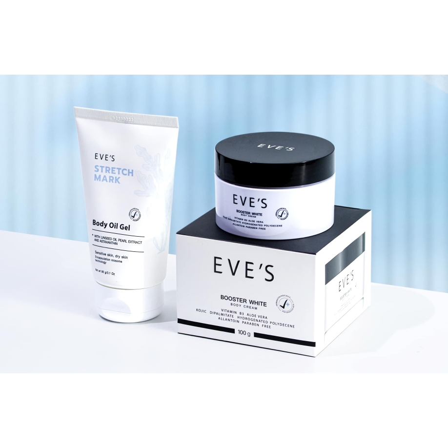 Set EVE'S Booster White Body Cream + STRETCH MARK BODY OIL GEL