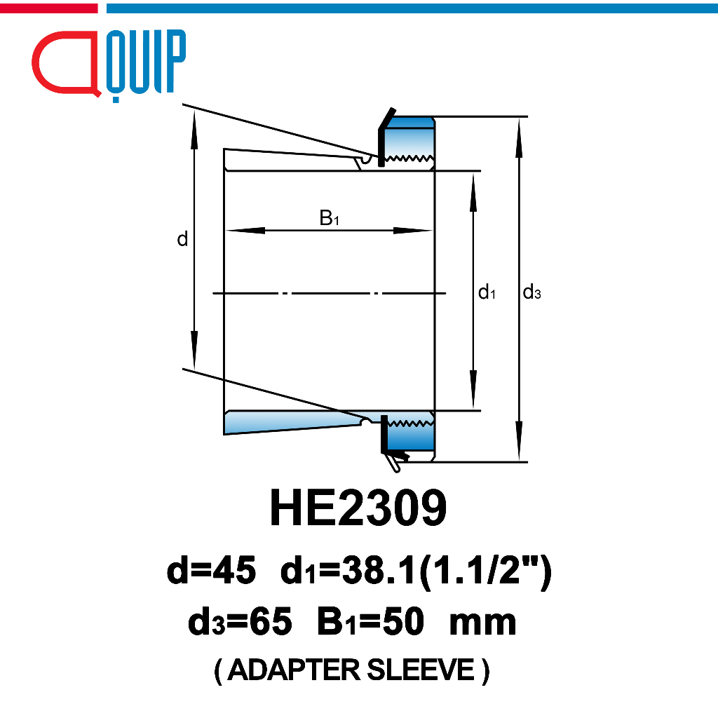 he2309-ubc-ปลอกรัดเพลา-สำหรับงานอุตสาหกรรม-รอบสูง-he-2309-adapter-sleeve-สำหรับเพลาขนาด-1-1-2-นิ้ว-จำนวน-1-ตลับ