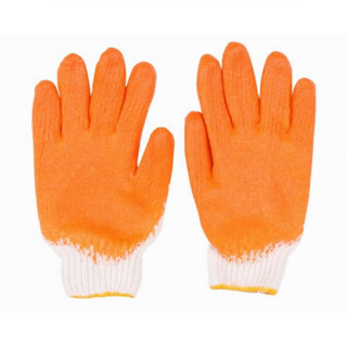 ถุงมือผ้าเคลือบยางพารา(สีส้ม) 1 คู่ ถุงมือชนิดเต็มนิ้ว เนื้อผ้าผลิตจากเส้นด้าย COTTON เคลือบด้วยยางพารา ขนาดมาตรฐาน
