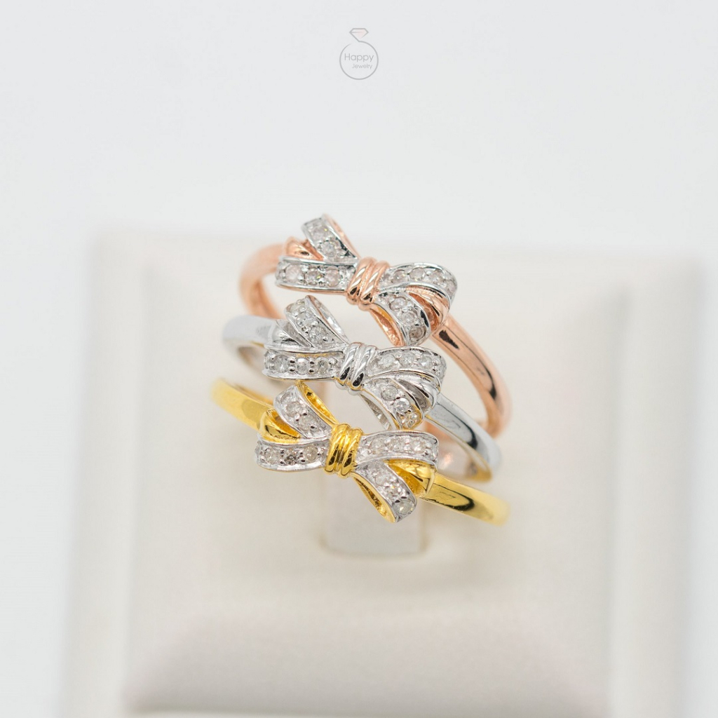 แหวนโบว์-น่ารักๆ-สินค้าขายดี-แหวนเพชร-แหวนทองเพชรแท้-ทองแท้-37-5-9k-si308