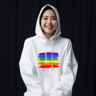 HOODIE เสื้อฮูด LGBTQ+ pride สนับสนุนความเท่าเทียม V1 ผ้าใส่สบาย