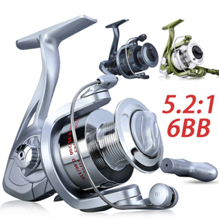 รอกตกปลา รอกสปินนิ่ง รอกสปิน 6 BB Spinning Fishing Reel ที่มีอัตราทดเกียร์สูง 5.2: 1 สำหรับมือซ้าย/ขวาสำหรับ Freashwater