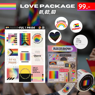 LOVE PACKAGE สินค้าเป็นเซ็ต สติ๊กเกอร์ สติกเกอร์ เข็มกลัด เทป งานคนไทย ฉลอง Pride // BLACKFUL.STICKER