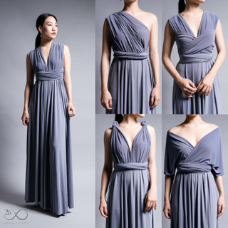268 Dress สี Graphite (free size) เดรสที่ใส่ได้มากกว่า 50 แบบ หมดปัญหาต้องคอยซื้อชุดใหม่สำหรับงานต่อไป